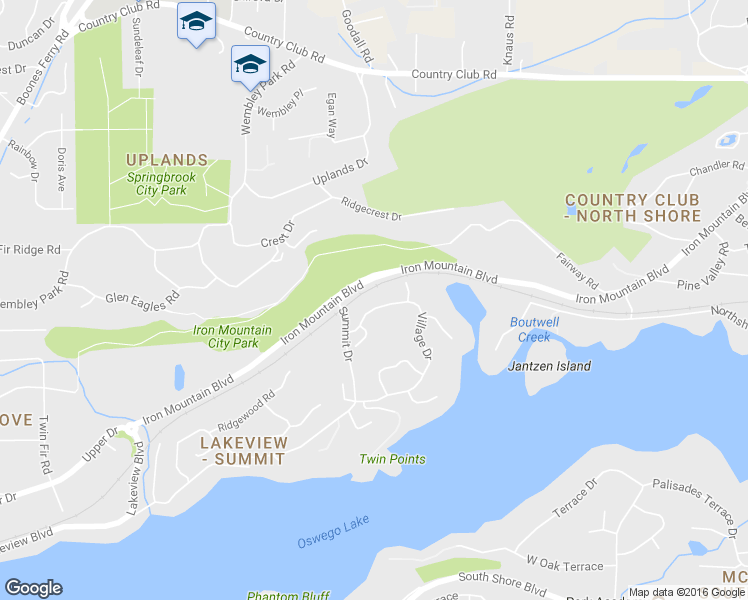 map of restaurants, bars, coffee shops, grocery stores, and more near 15451 Village Drive in Lake Oswego