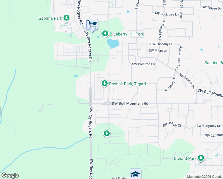 map of restaurants, bars, coffee shops, grocery stores, and more near 14117 Southwest River Terrace Boulevard in Tigard