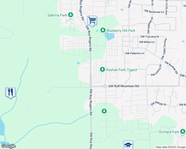 map of restaurants, bars, coffee shops, grocery stores, and more near 14220 Southwest Gold Coast Terrace in Tigard