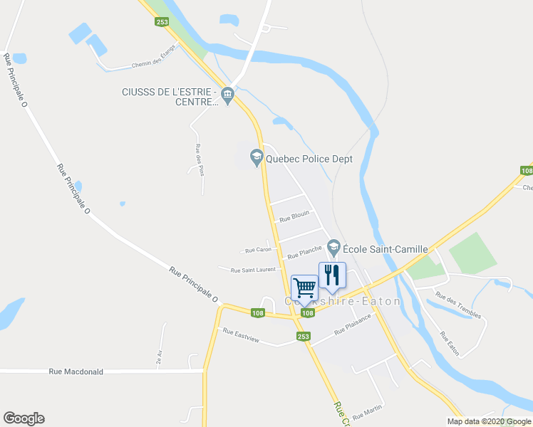 map of restaurants, bars, coffee shops, grocery stores, and more near 340 Rue Craig Nord in Cookshire-Eaton