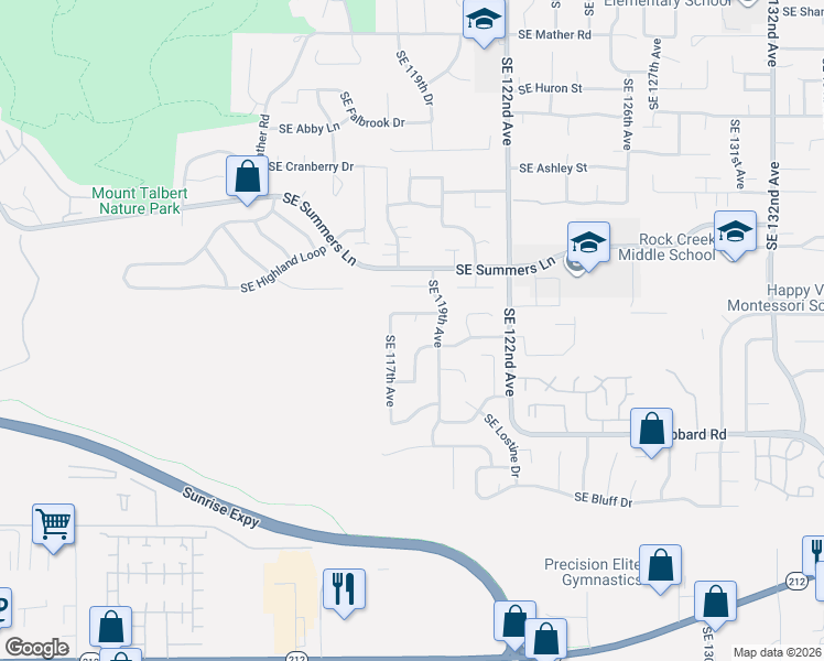 map of restaurants, bars, coffee shops, grocery stores, and more near 14731 Southeast Landis Court in Clackamas