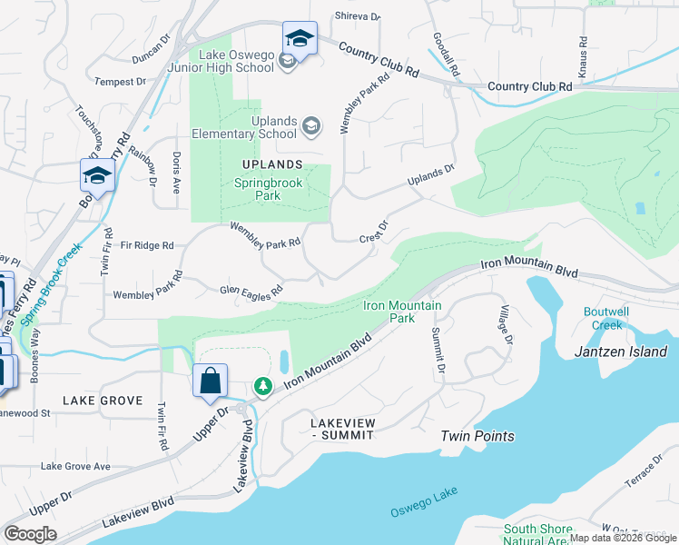 map of restaurants, bars, coffee shops, grocery stores, and more near 2323 Prestwick Rd in Lake Oswego