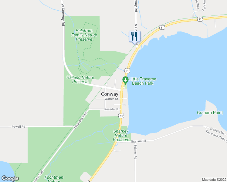 map of restaurants, bars, coffee shops, grocery stores, and more near 5060 Cook Avenue in Petoskey