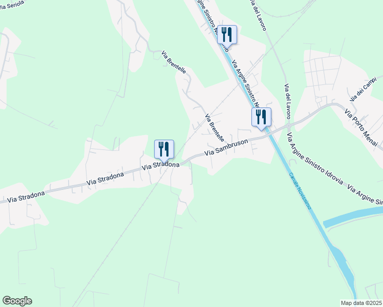 map of restaurants, bars, coffee shops, grocery stores, and more near 14 Via Sambruson in Mira