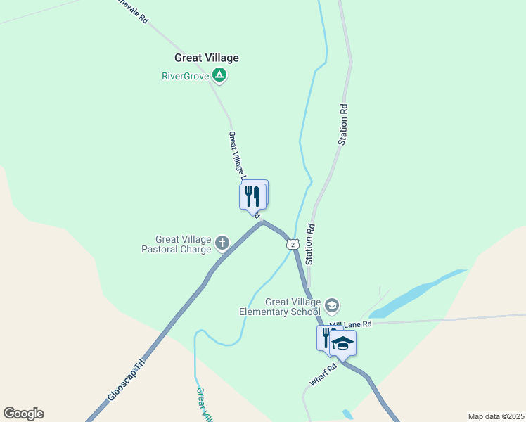 map of restaurants, bars, coffee shops, grocery stores, and more near 8 Great Village Lornevale Road in Great Village