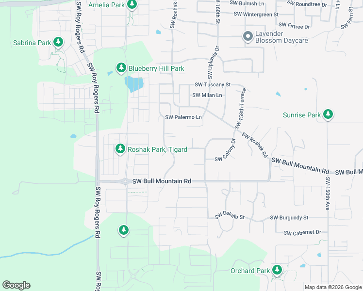 map of restaurants, bars, coffee shops, grocery stores, and more near 16325 Southwest Colony Place in Tigard