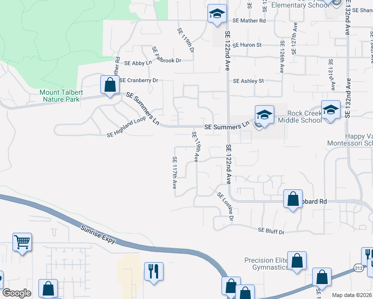 map of restaurants, bars, coffee shops, grocery stores, and more near 14731 Southeast Landis Court in Clackamas