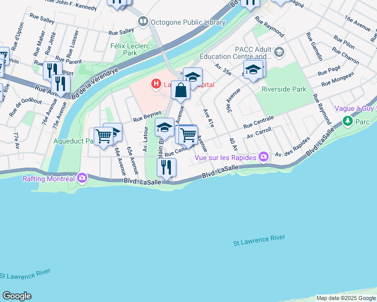 map of restaurants, bars, coffee shops, grocery stores, and more near in Montreal