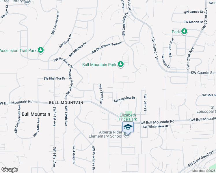 map of restaurants, bars, coffee shops, grocery stores, and more near 14143 Southwest Alpine Crest Way in Tigard