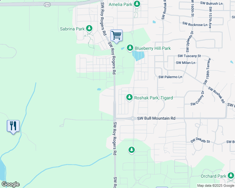 map of restaurants, bars, coffee shops, grocery stores, and more near 14220 Southwest Gold Coast Terrace in Tigard