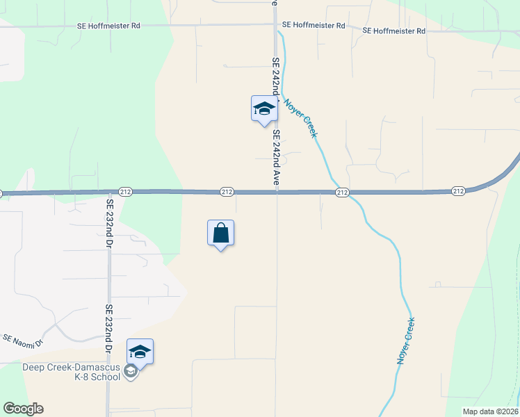 map of restaurants, bars, coffee shops, grocery stores, and more near 24050 Southeast Highway 212 in Damascus