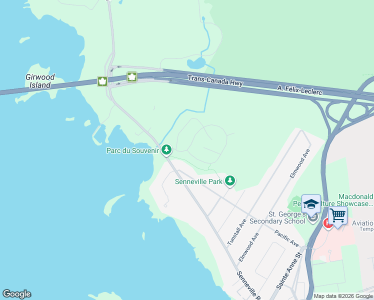 map of restaurants, bars, coffee shops, grocery stores, and more near 22 Avenue Boisbriand in Senneville