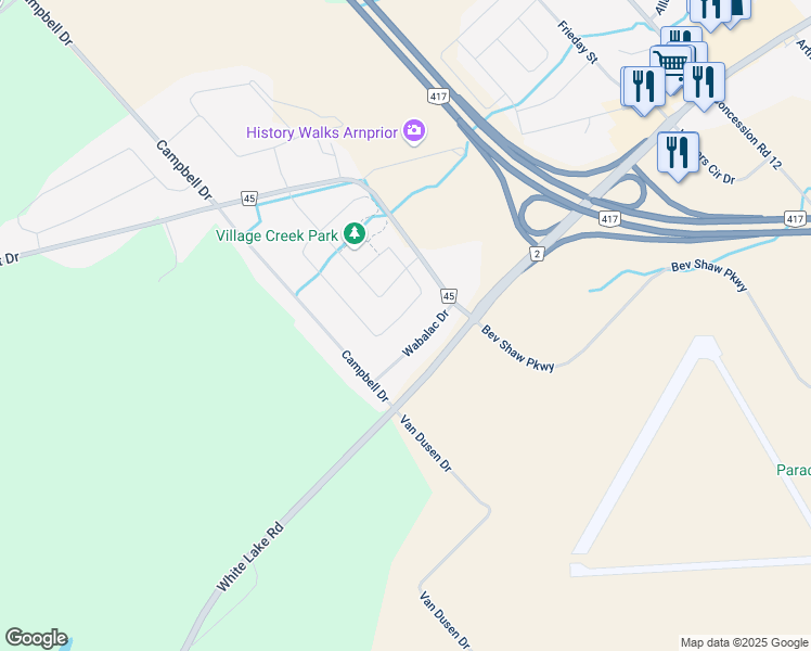 map of restaurants, bars, coffee shops, grocery stores, and more near 48 Wabalac Drive in Arnprior