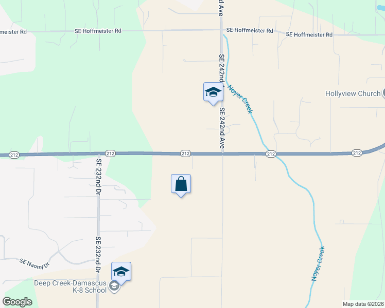 map of restaurants, bars, coffee shops, grocery stores, and more near 24000 Southeast Highway 212 in Damascus