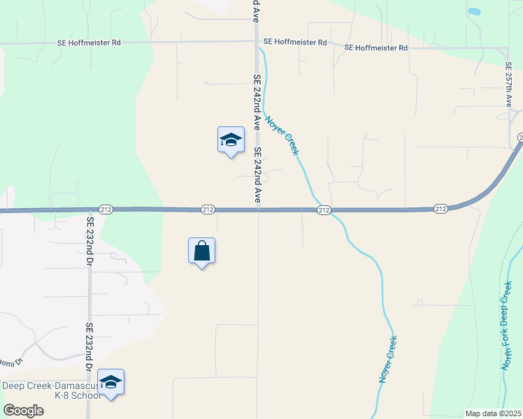 map of restaurants, bars, coffee shops, grocery stores, and more near 24220 Southeast Highway 212 in Damascus