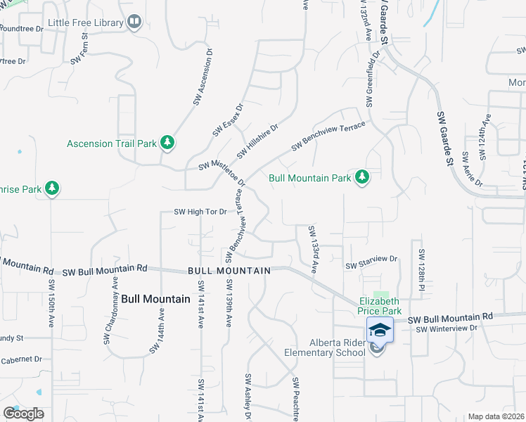 map of restaurants, bars, coffee shops, grocery stores, and more near 13789 Southwest Mistletoe Drive in Tigard