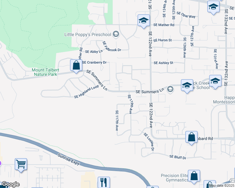 map of restaurants, bars, coffee shops, grocery stores, and more near 11789 Southeast Broyles Court in Clackamas