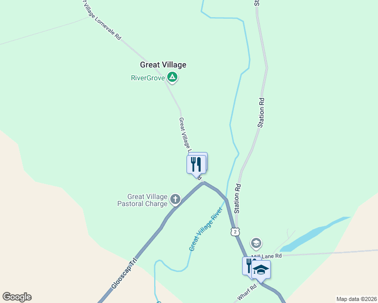 map of restaurants, bars, coffee shops, grocery stores, and more near 47 Great Village Lornevale Road in Great Village