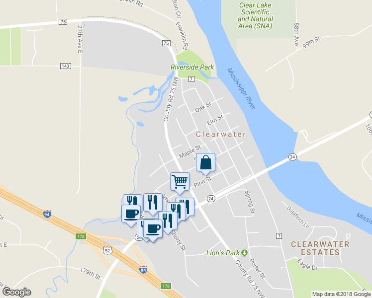 map of restaurants, bars, coffee shops, grocery stores, and more near 20 Sunset Court in Clearwater