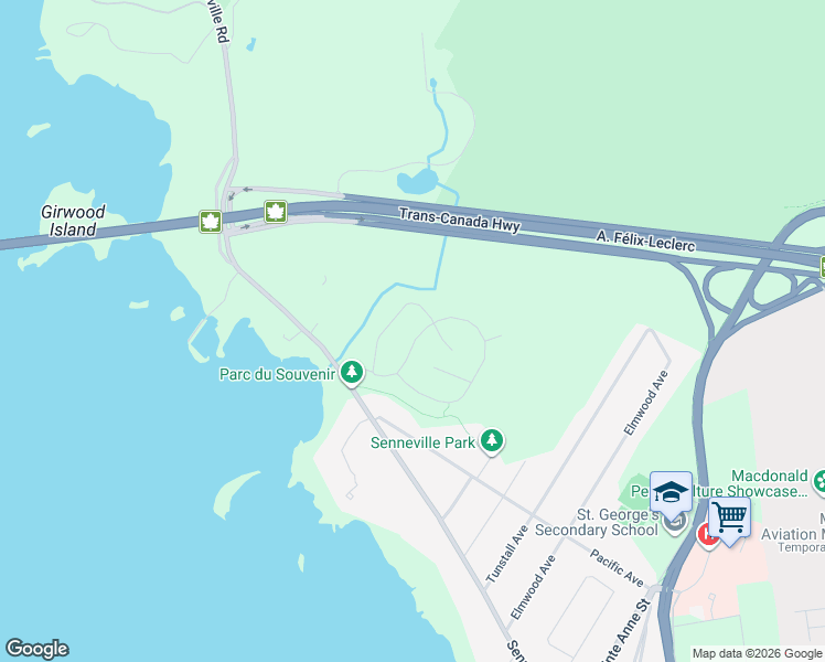 map of restaurants, bars, coffee shops, grocery stores, and more near 15 Avenue Boisbriand in Senneville