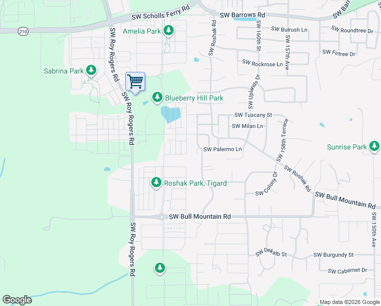 map of restaurants, bars, coffee shops, grocery stores, and more near 13998 Southwest 165th Avenue in Sherwood