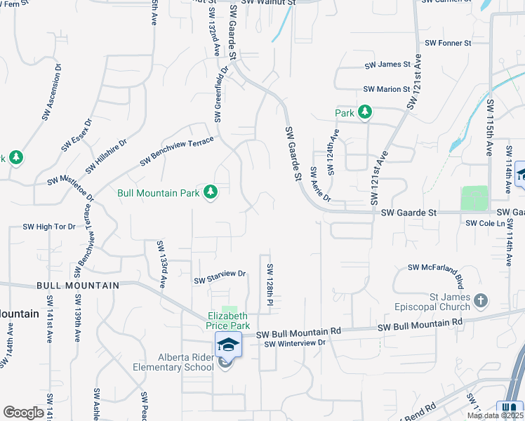 map of restaurants, bars, coffee shops, grocery stores, and more near 12876 Southwest Ridgefield Lane in Tigard