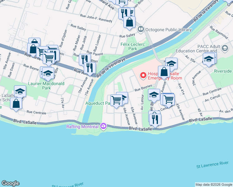 map of restaurants, bars, coffee shops, grocery stores, and more near 8875 Rue Beyries in Montréal