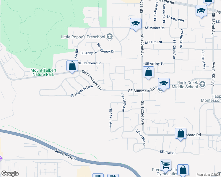 map of restaurants, bars, coffee shops, grocery stores, and more near 11789 Southeast Broyles Court in Clackamas