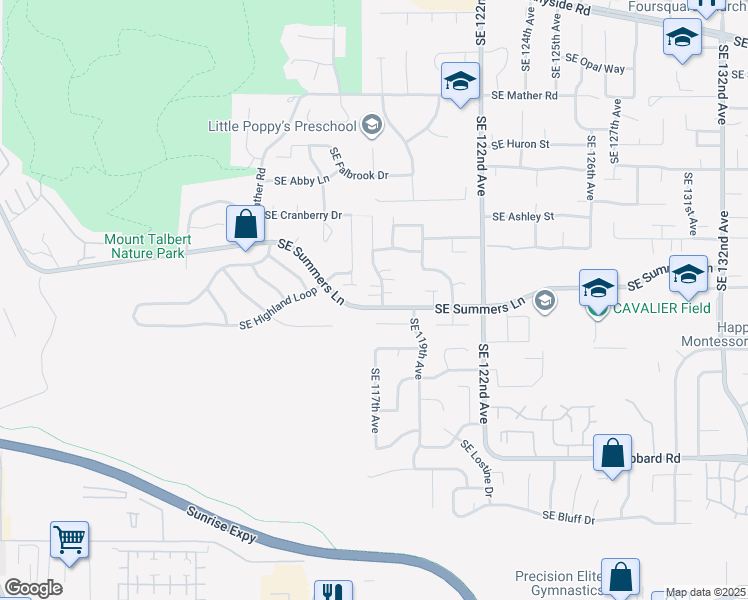 map of restaurants, bars, coffee shops, grocery stores, and more near 11789 Southeast Broyles Court in Clackamas