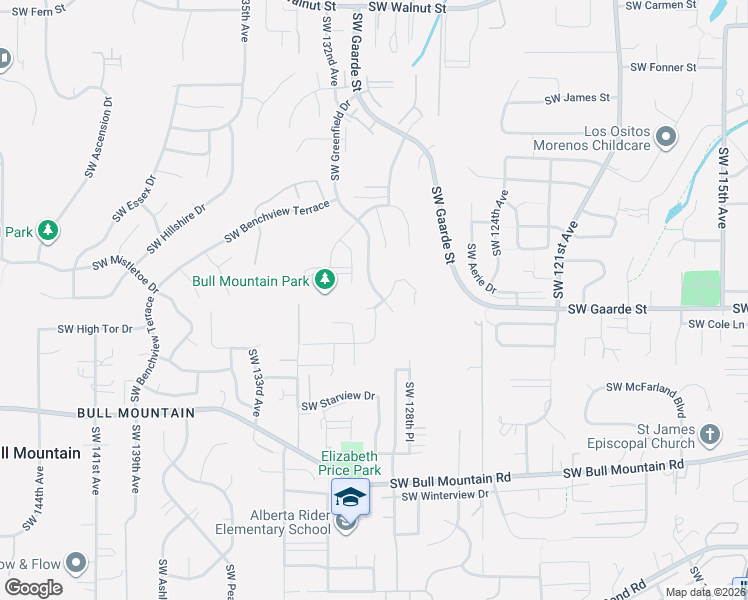 map of restaurants, bars, coffee shops, grocery stores, and more near 12939 Southwest Ridgefield Lane in Tigard