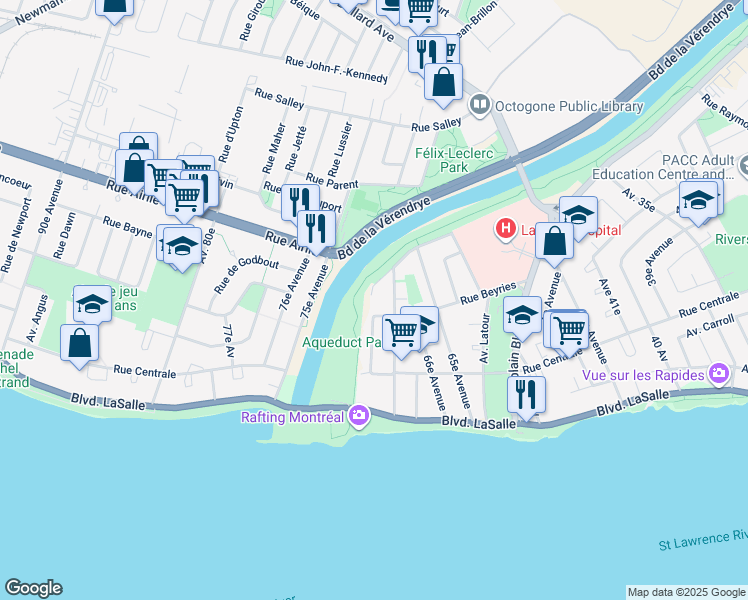 map of restaurants, bars, coffee shops, grocery stores, and more near 326 Rue Hepworth in Montréal