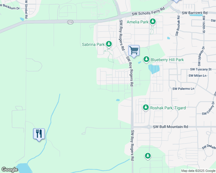 map of restaurants, bars, coffee shops, grocery stores, and more near 13874 Southwest 174th Avenue in Sherwood