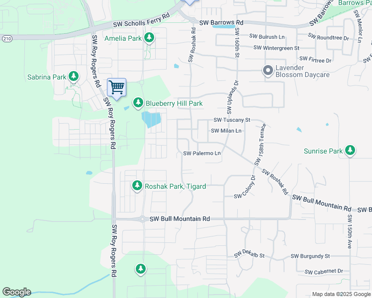 map of restaurants, bars, coffee shops, grocery stores, and more near 13945 Southwest Venezia Terrace in Tigard