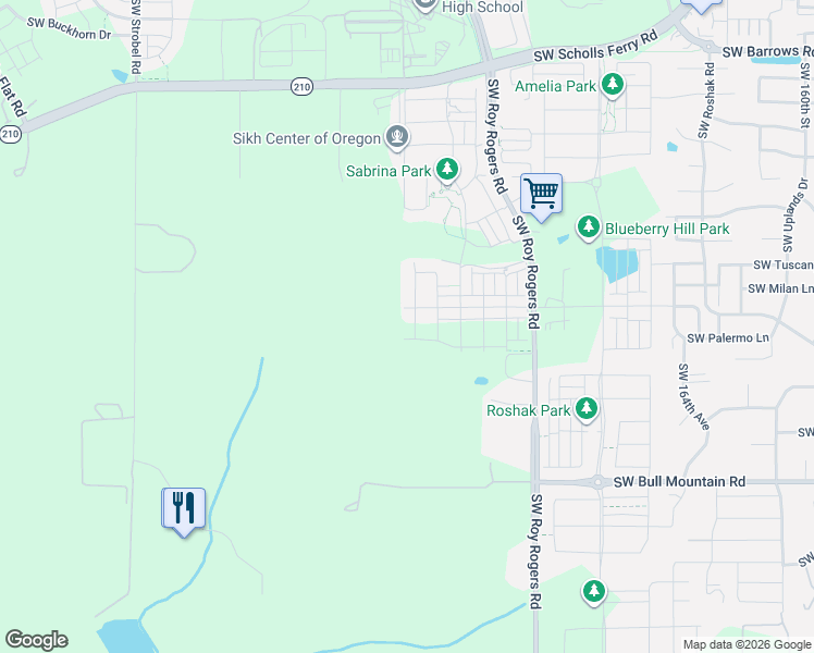 map of restaurants, bars, coffee shops, grocery stores, and more near 13871 Southwest 175th Avenue in Sherwood