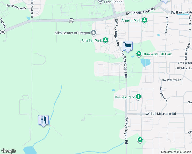 map of restaurants, bars, coffee shops, grocery stores, and more near 13871 Southwest 175th Avenue in Sherwood