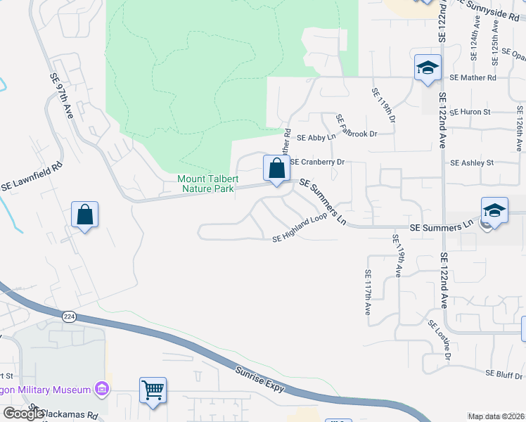 map of restaurants, bars, coffee shops, grocery stores, and more near 14297 Southeast Summit Drive in Clackamas