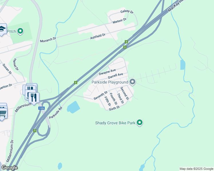 map of restaurants, bars, coffee shops, grocery stores, and more near 127 Hemlock Lane in Quispamsis