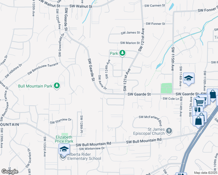 map of restaurants, bars, coffee shops, grocery stores, and more near 13932 Southwest Aerie Drive in Tigard