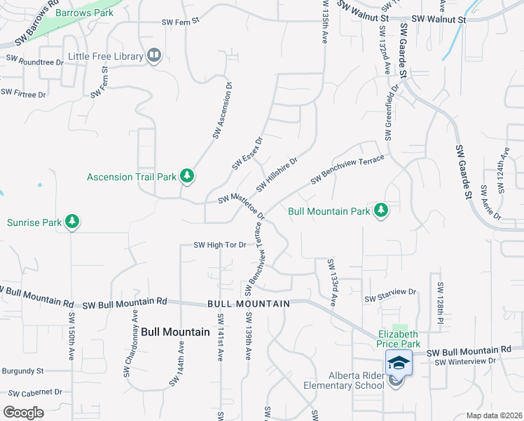 map of restaurants, bars, coffee shops, grocery stores, and more near 13796 Southwest Hillshire Drive in Tigard