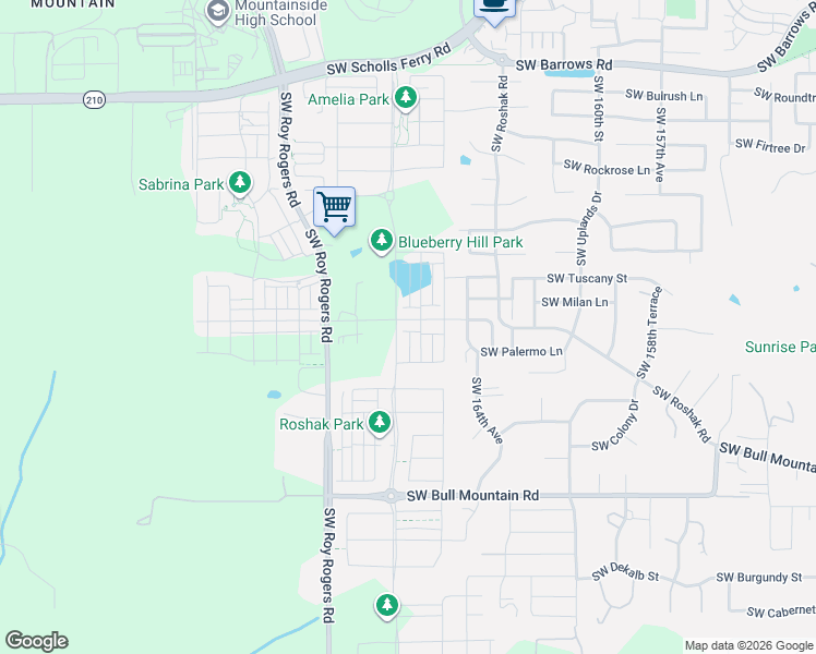map of restaurants, bars, coffee shops, grocery stores, and more near 16670 Southwest Jean Louise Road in Sherwood