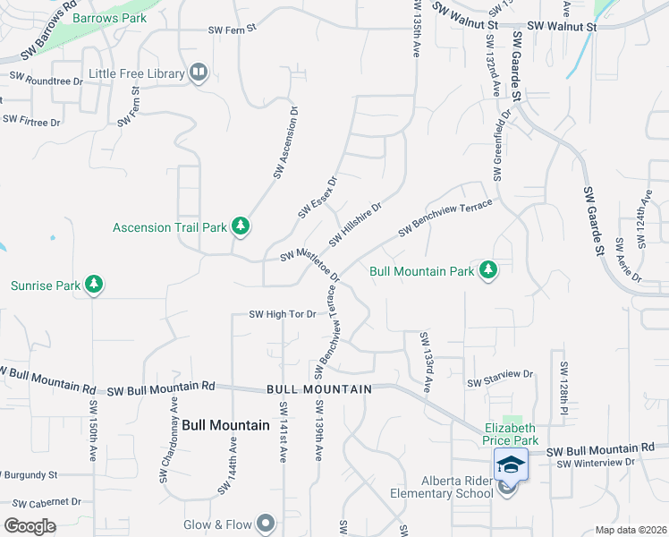 map of restaurants, bars, coffee shops, grocery stores, and more near 13923 Southwest Mistletoe Drive in Tigard