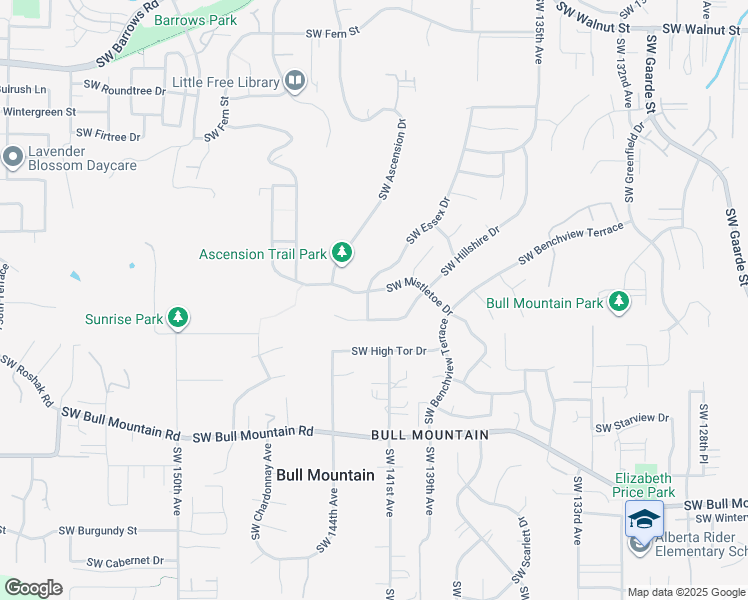 map of restaurants, bars, coffee shops, grocery stores, and more near 14183 Southwest Mistletoe Drive in Tigard