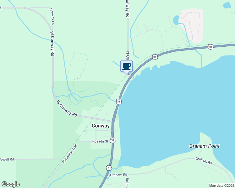 map of restaurants, bars, coffee shops, grocery stores, and more near 5527-5999 U.S. 31 N in Conway