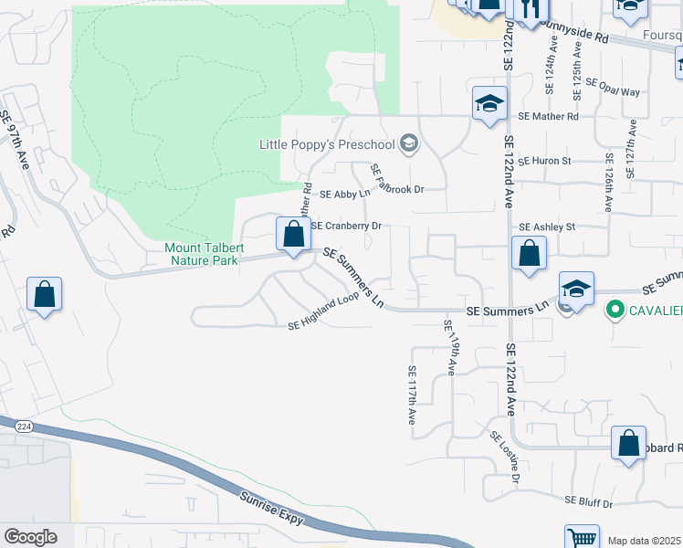 map of restaurants, bars, coffee shops, grocery stores, and more near 14352 Southeast Meadows Lane in Clackamas