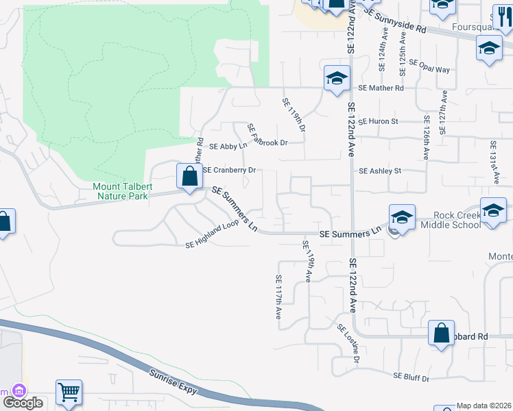 map of restaurants, bars, coffee shops, grocery stores, and more near 14157 Southeast 116th Avenue in Clackamas