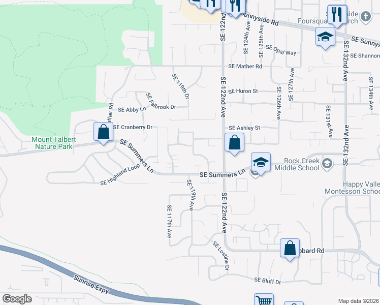 map of restaurants, bars, coffee shops, grocery stores, and more near 11754 Southeast Rustling Ridge Drive in Clackamas