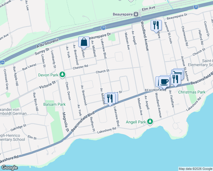 map of restaurants, bars, coffee shops, grocery stores, and more near 552 Avenue Cypress in Montréal