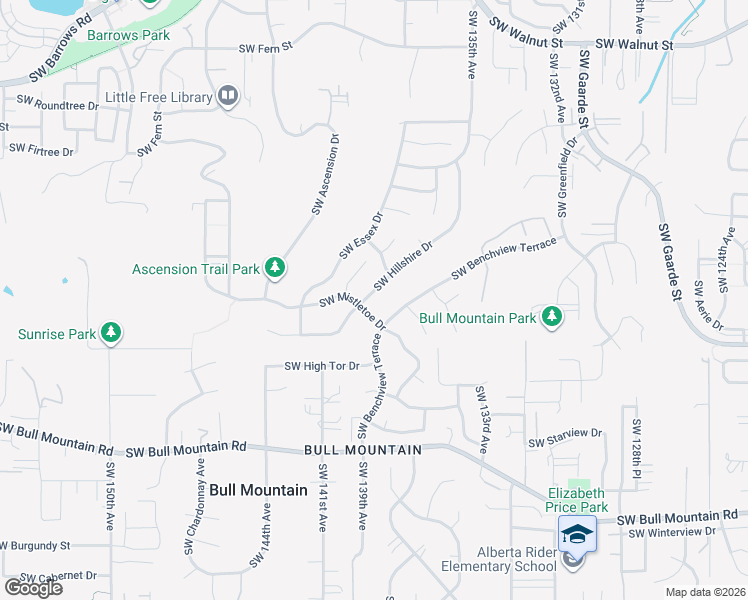 map of restaurants, bars, coffee shops, grocery stores, and more near 13796 Southwest Hillshire Drive in Tigard