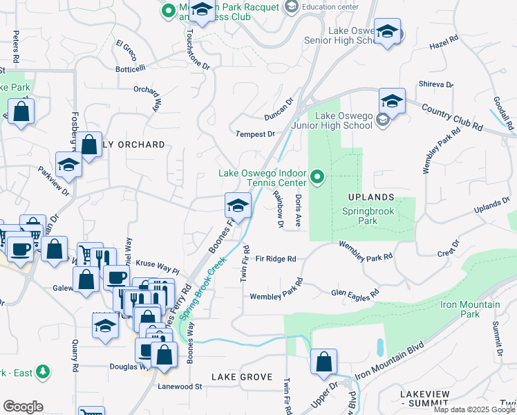 map of restaurants, bars, coffee shops, grocery stores, and more near 3270 Phyllis Court in Lake Oswego
