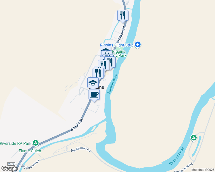 map of restaurants, bars, coffee shops, grocery stores, and more near 324 Big Salmon Road in Riggins